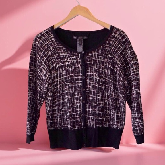 White House Black Market Sweaters - White House Black Market Cardigan | Power Chic – Size L black white pink